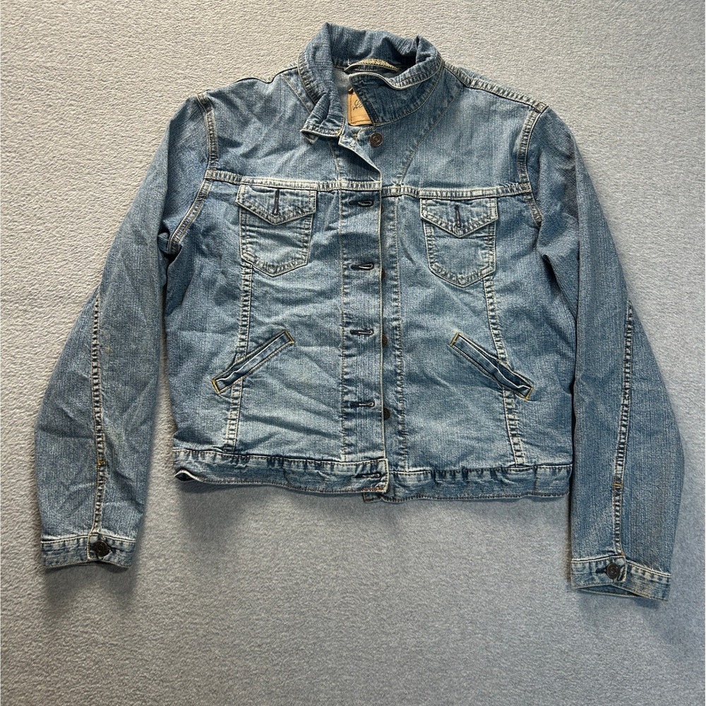 Levi Strauss Signature Trucker Jean Jacket Womens M Light Wash Stretch Denim